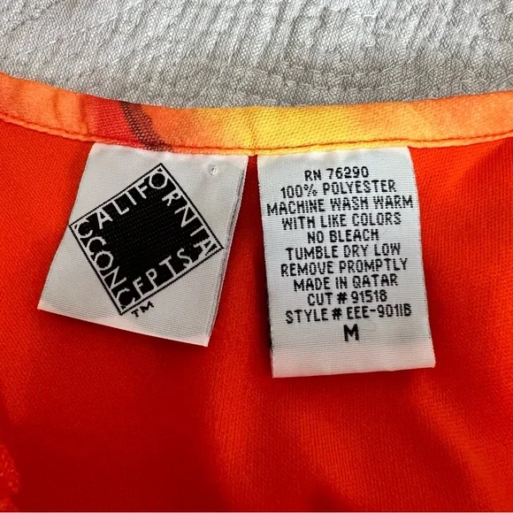 Vintage California Concepts Mini Slip Dress M Medium Orange Tropical Y2K 90s - Picture 4 of 8